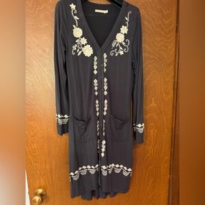 Embroidered Black Cardigan